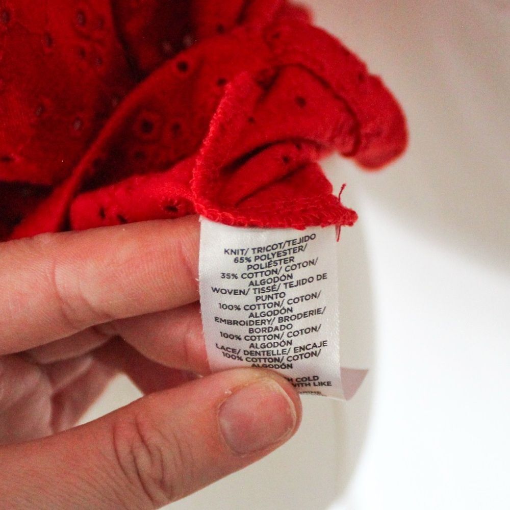 Loft Eyelet V-Neck Tank Top - Extra Small, Red - Picture 7 of 7